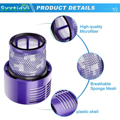 Syxtidy - Replacement V10 Filters For Dyson V10 Cyclone Series, Absolute, Animal