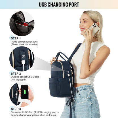 Lovevook - Mini Backpack Purse With USB Charging Port, Blue