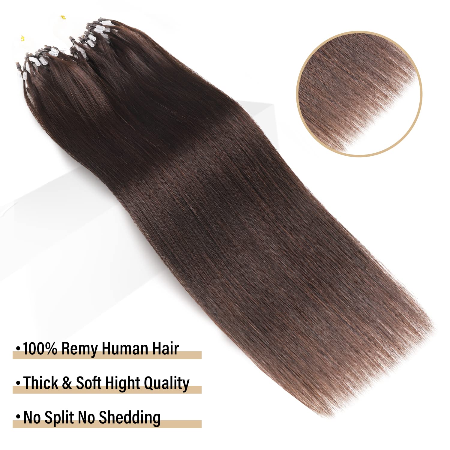 Sisily - Micro Loop Dark Brown Remy Human Hair Extensions