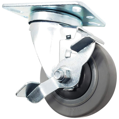 Icon Caster Wheels - 3.5" Grey Swivel Casters W/Brake, 1000 Lbs. Capacity (4-Pack)