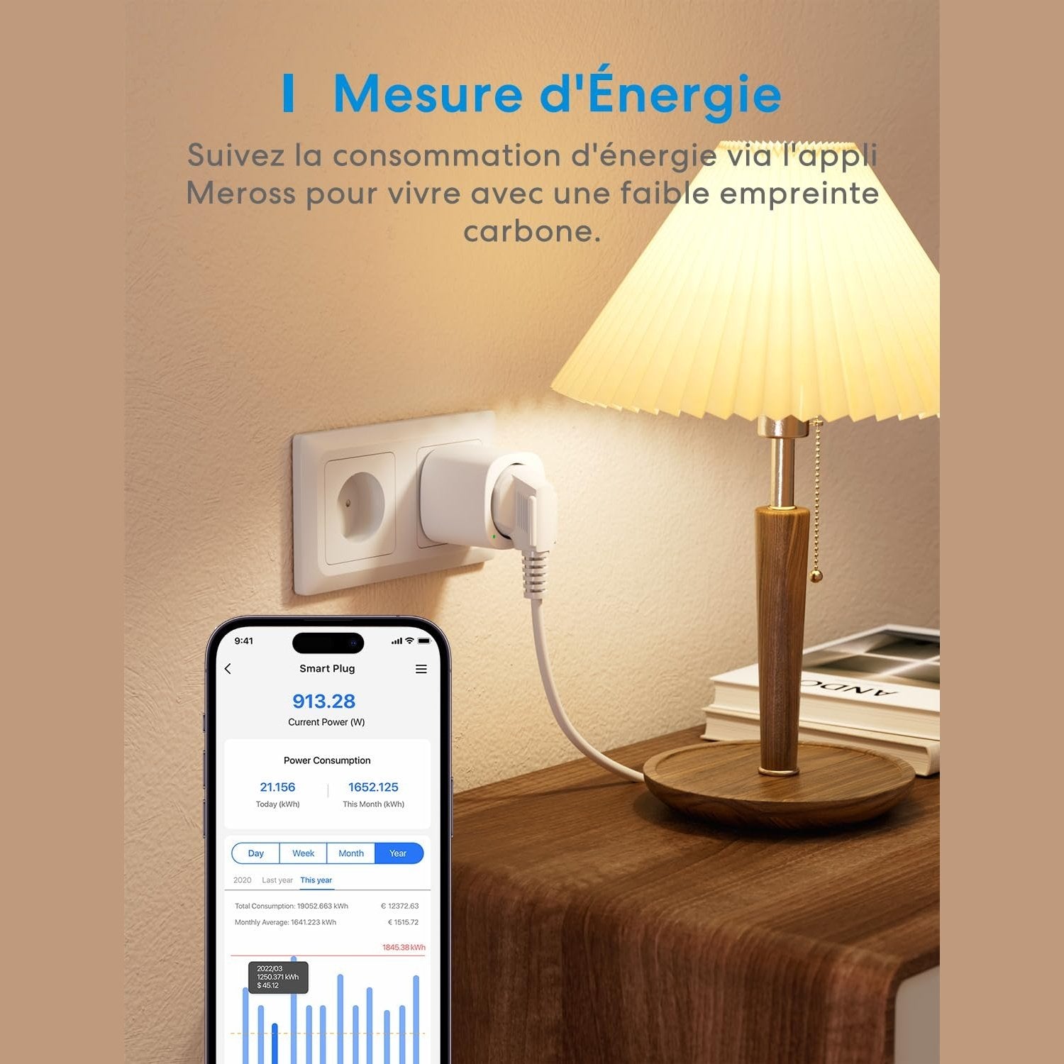 Meross - Matter Connected 16A Wifi Socket, Compatible With Apple Home, Alexa, Google