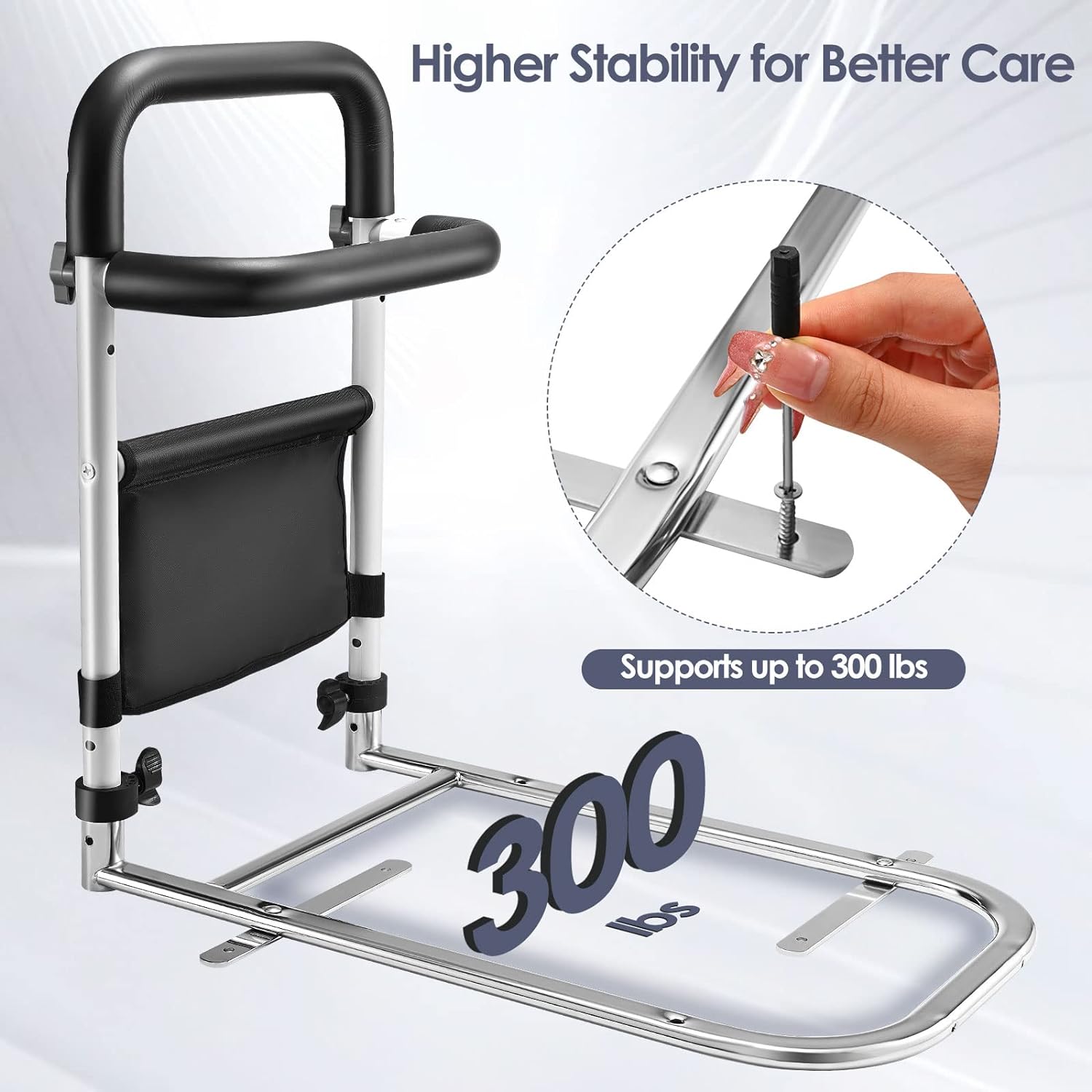 Boeaster - Adjustable Bed Rails With Storage Pocket For Elderly And Seniors