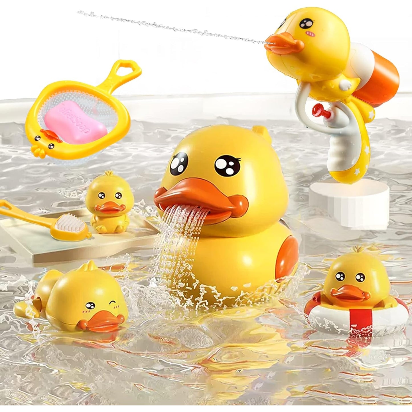 Baby Toy Bath Ducks - 8-Piece Water Toy Set for Toddlers