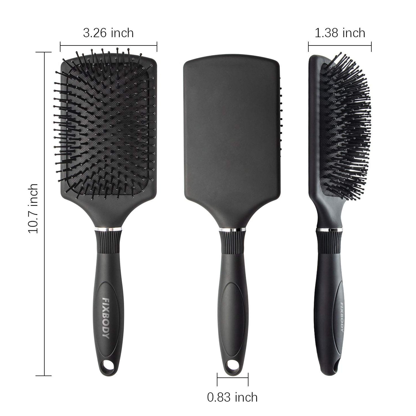 Fixbody - Paddle Brush With Large Cushion, Smoothing Detangling For Long Thick Hair