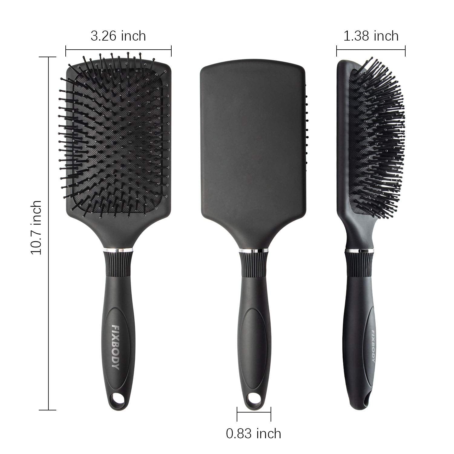 Fixbody - Paddle Brush With Large Cushion, Smoothing Detangling For Long Thick Hair