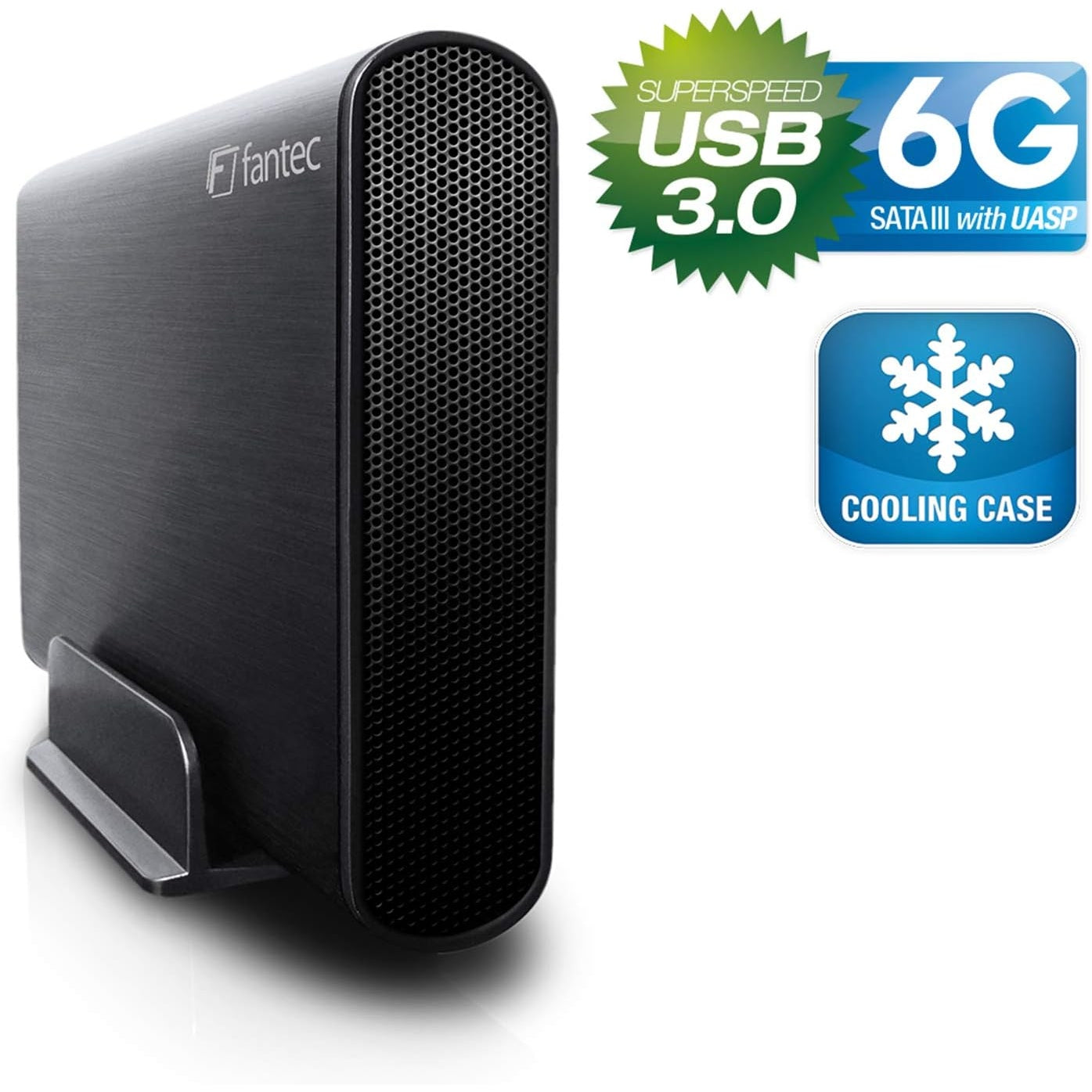 Fantec - Db-Alusky U3-6G External Hard Drive Enclosure, USB 3.0, Aluminum, Black