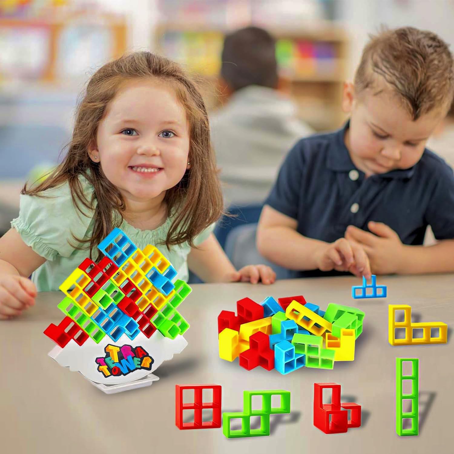 Kaytow - 48Pcs Building Block Tetra Tower Game For Family And Kids