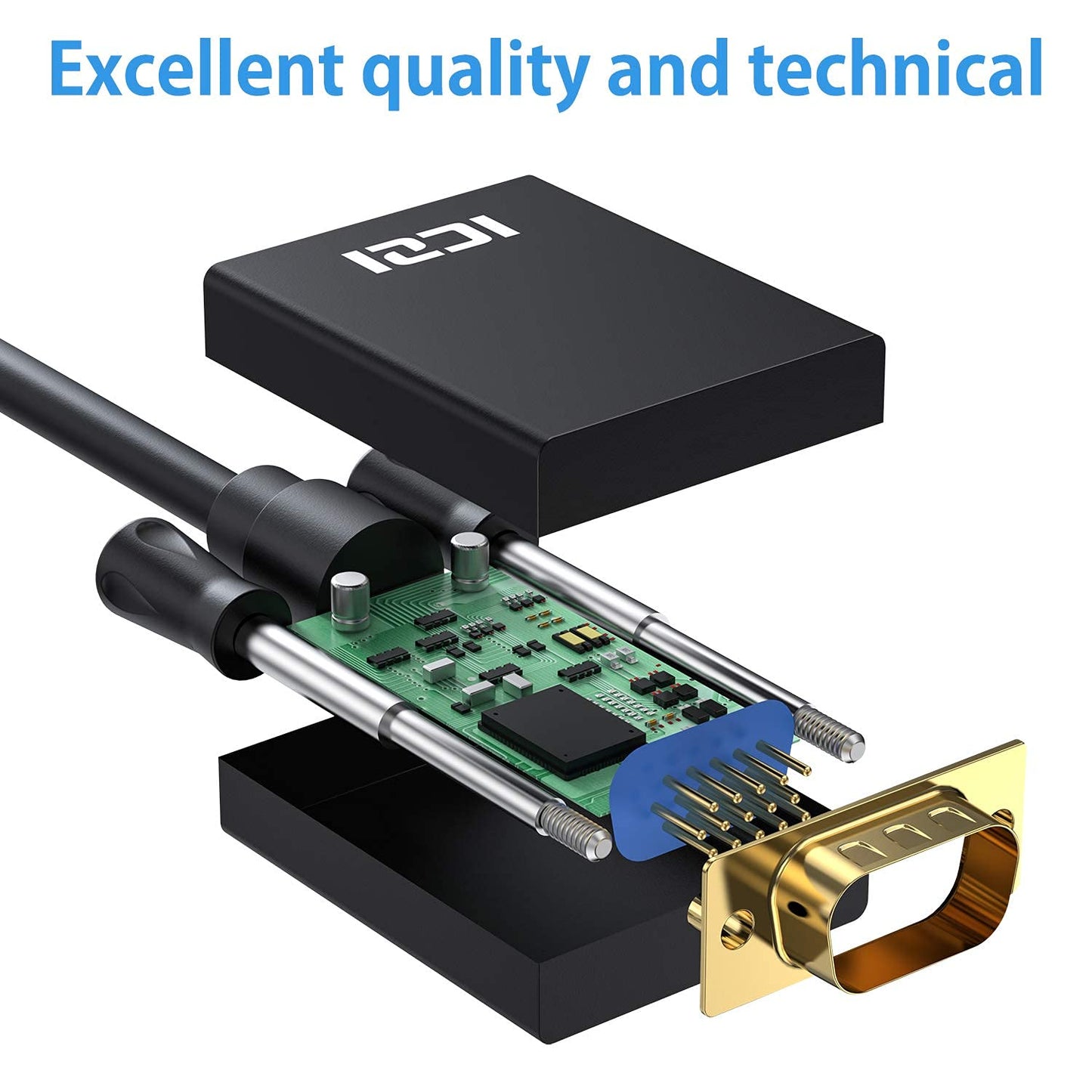 Iczi - Mini DP to VGA Cable 3M, Gold Plated, Compatible with MacBook & Surface