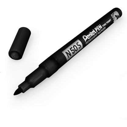 Pentel - N50S Fine Permanent Marker, 3.18mm Bullet Tip, Pack of 3, Black