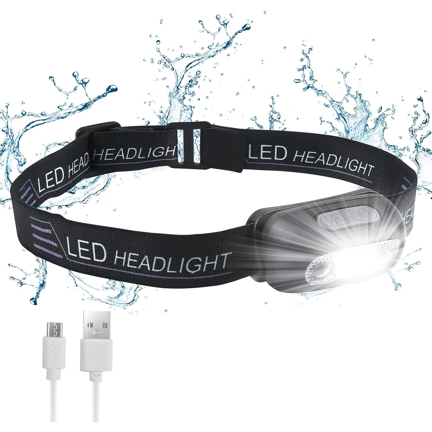 Flintronic - Led Head Torch, Usb Rechargeable, Ipx6 Waterproof, 160 Lumen, Motion Sensor