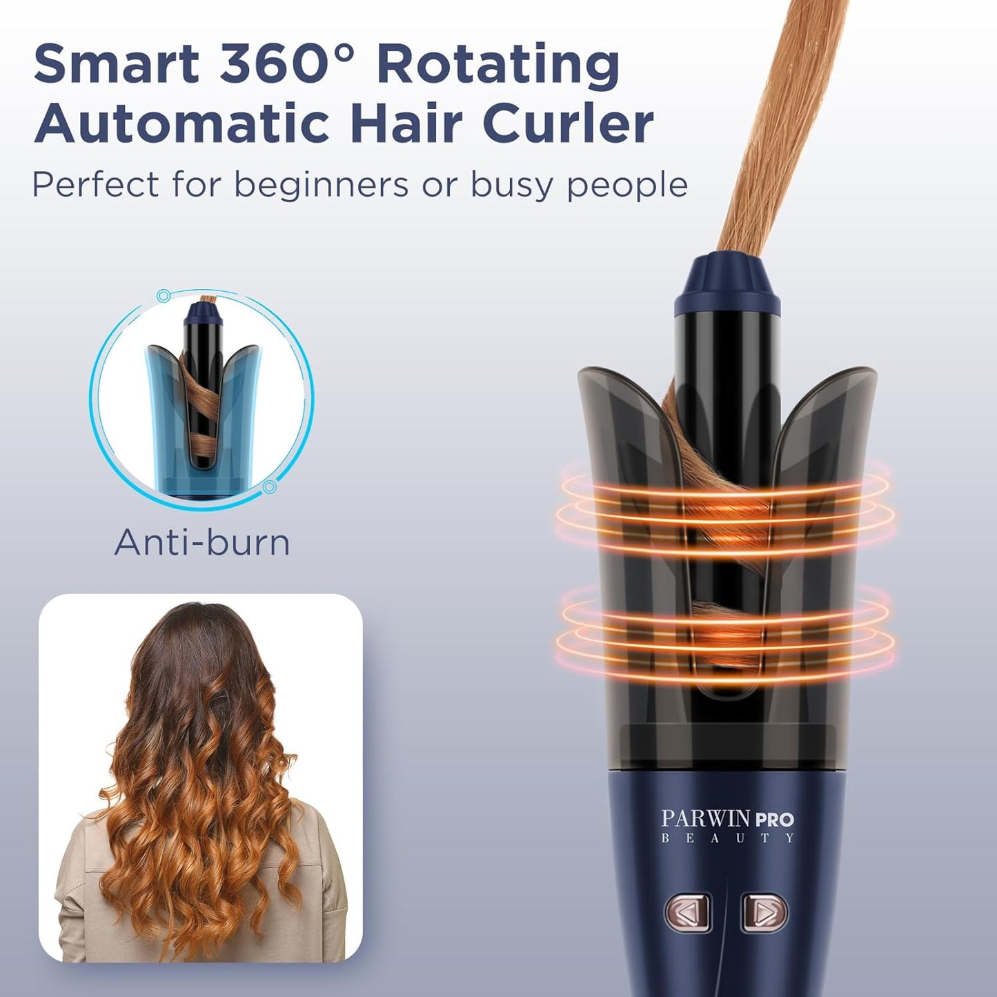 Parwin Pro Beauty - Automatic Curling Iron With 360Â° Rotation, 4 Temp Settings