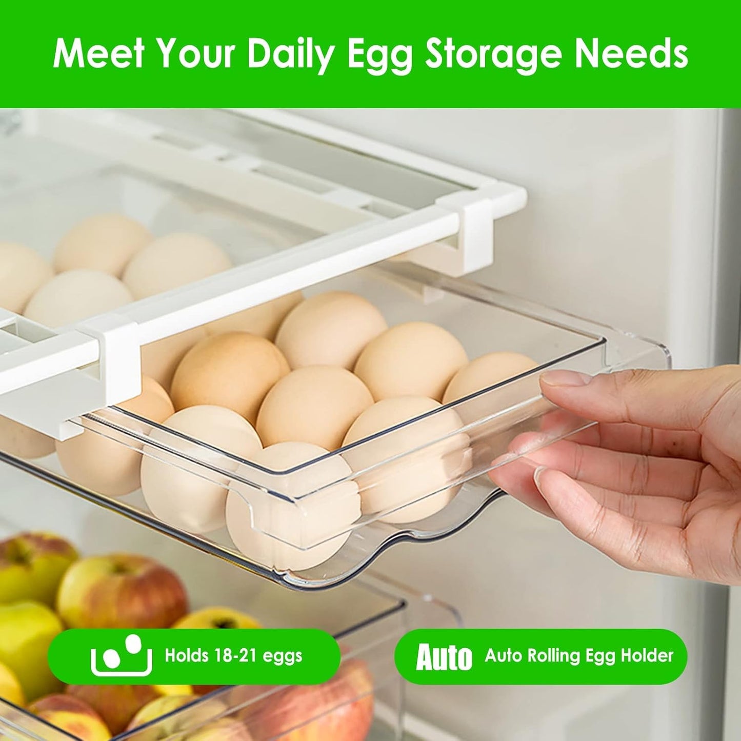 Jahy2Tech - Large Capacity Hanging Egg Holder Tray for Refrigerator