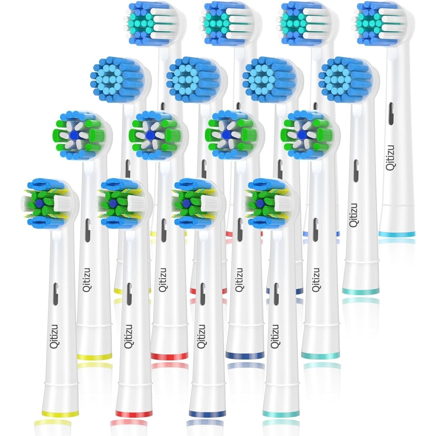 Qitizu - Replacement Brush Heads for Braun Oral B Electric Toothbrush, 16Pcs White