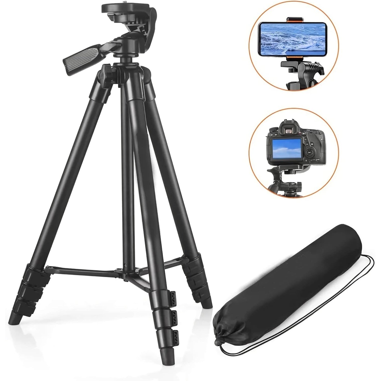 Intexca & Design - 55-Inch Lightweight Aluminum Tripod With Carry Bag