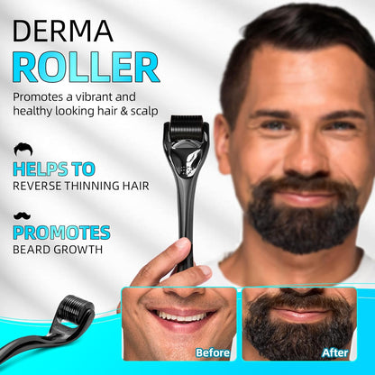 Whaline - Beard Roller 0.5mm Dermaroller With 540 Needles For Beard Growth & Wrinkles