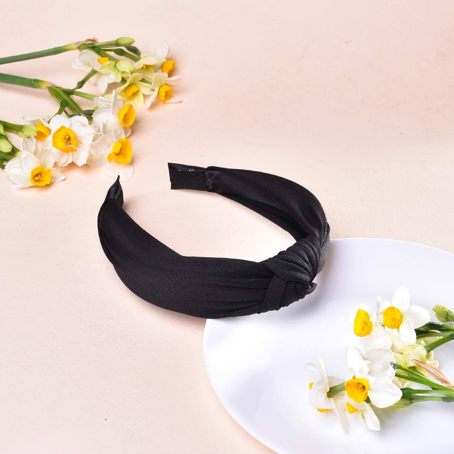 Vogue Hair Accessories - Black Solid Fabric Knot Headband For Girls And Women