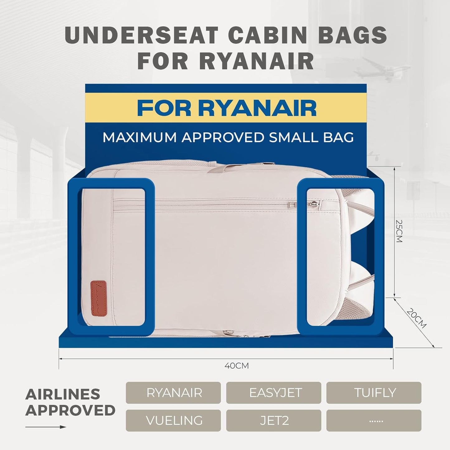 Vmikiv - Ryanair Cabin Bags 40x20x25 Underseat Carry On Backpack