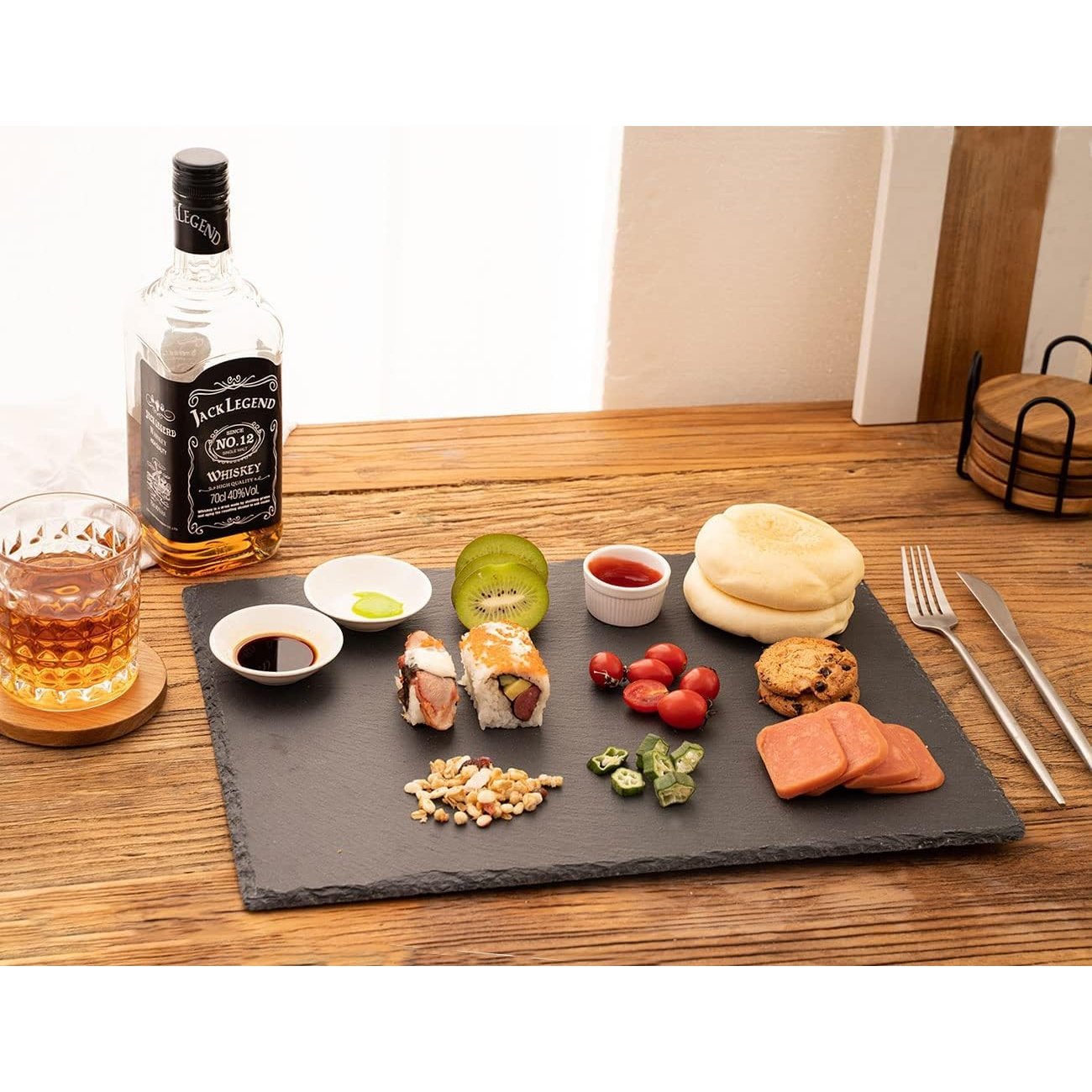 Wlwnwft - Large Slate Cheese Boards With Chalks (2 Pcs)