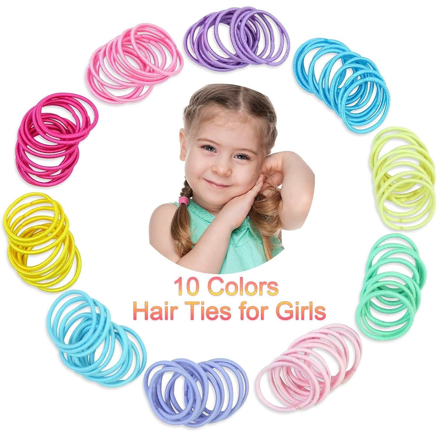 Hanyousheng - 320 Pcs Multicolor Hair Elastics for Girls, 2.5 Cm