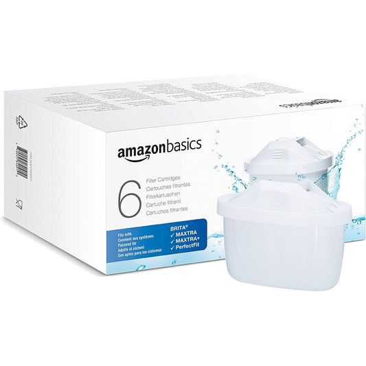 Amazon Basics - Water Filter Cartridges, 6 Pack, Fits Brita & Amazon Jugs