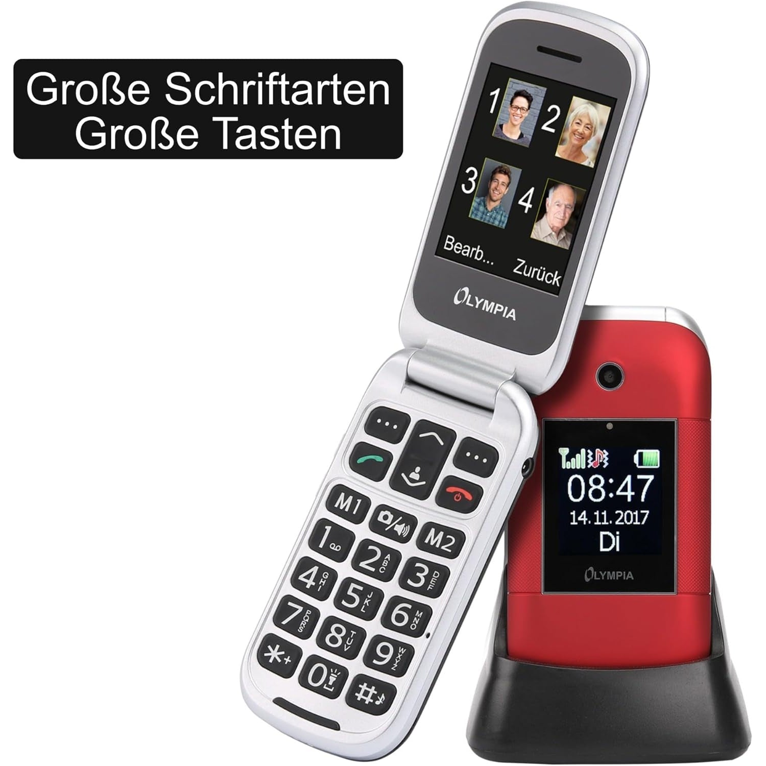 Go Europe Gmbh - Olympia Janus Senior Mobile Phone With Large Buttons, 2.4" Display, SOS Button, Red