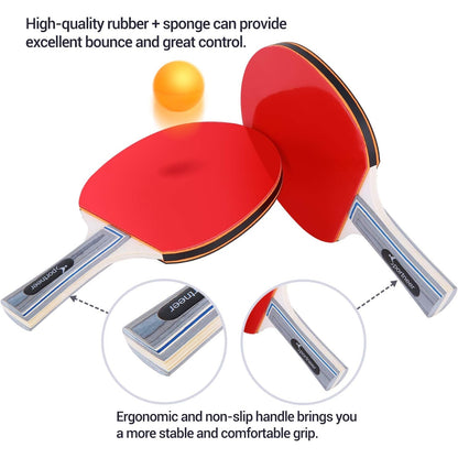 Sportneer - Table Tennis Bat Set: 2 Premium Ping Pong Bats & 4 Balls