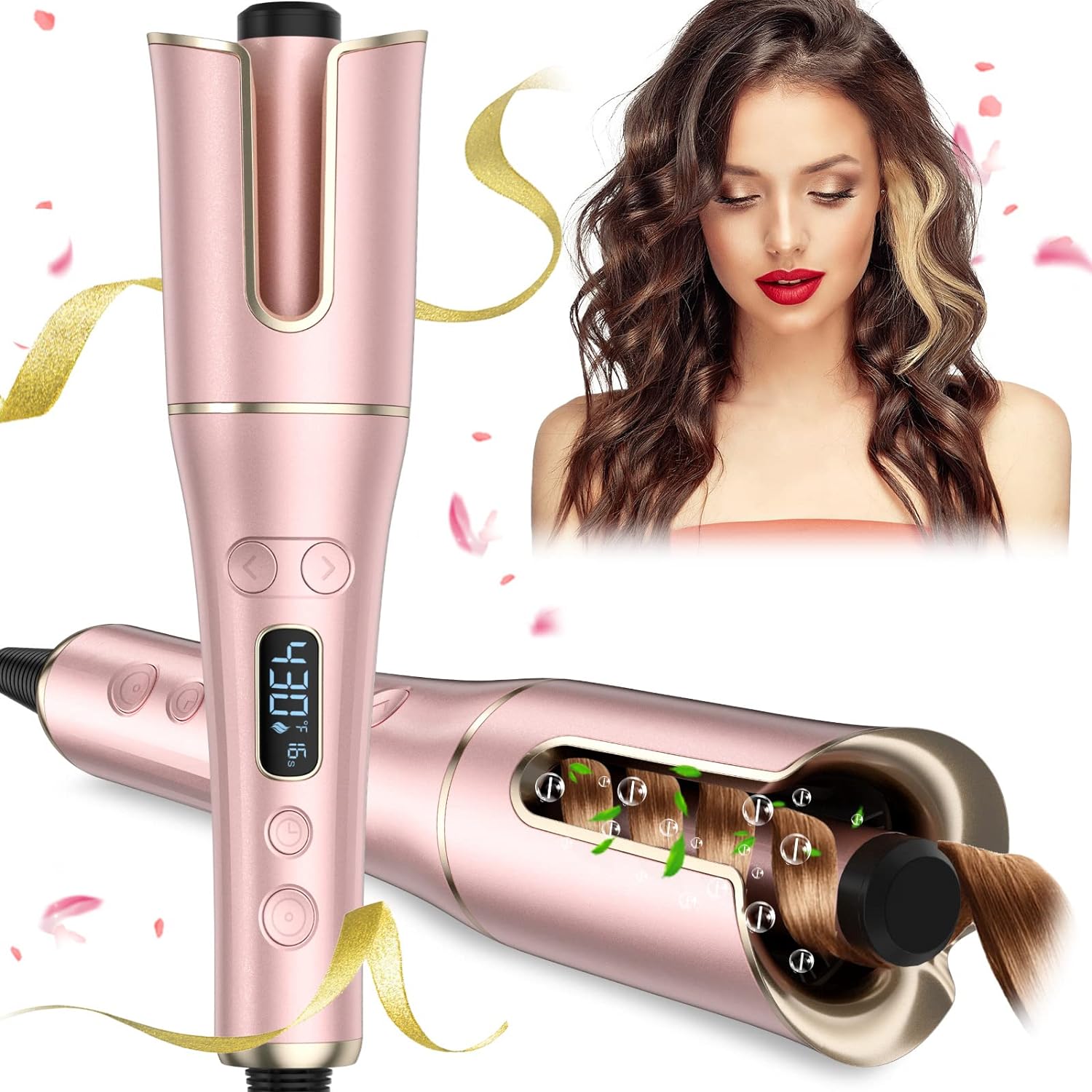 Superduomishu - Automatic Curling Iron With Rotating Barrel & LCD Display