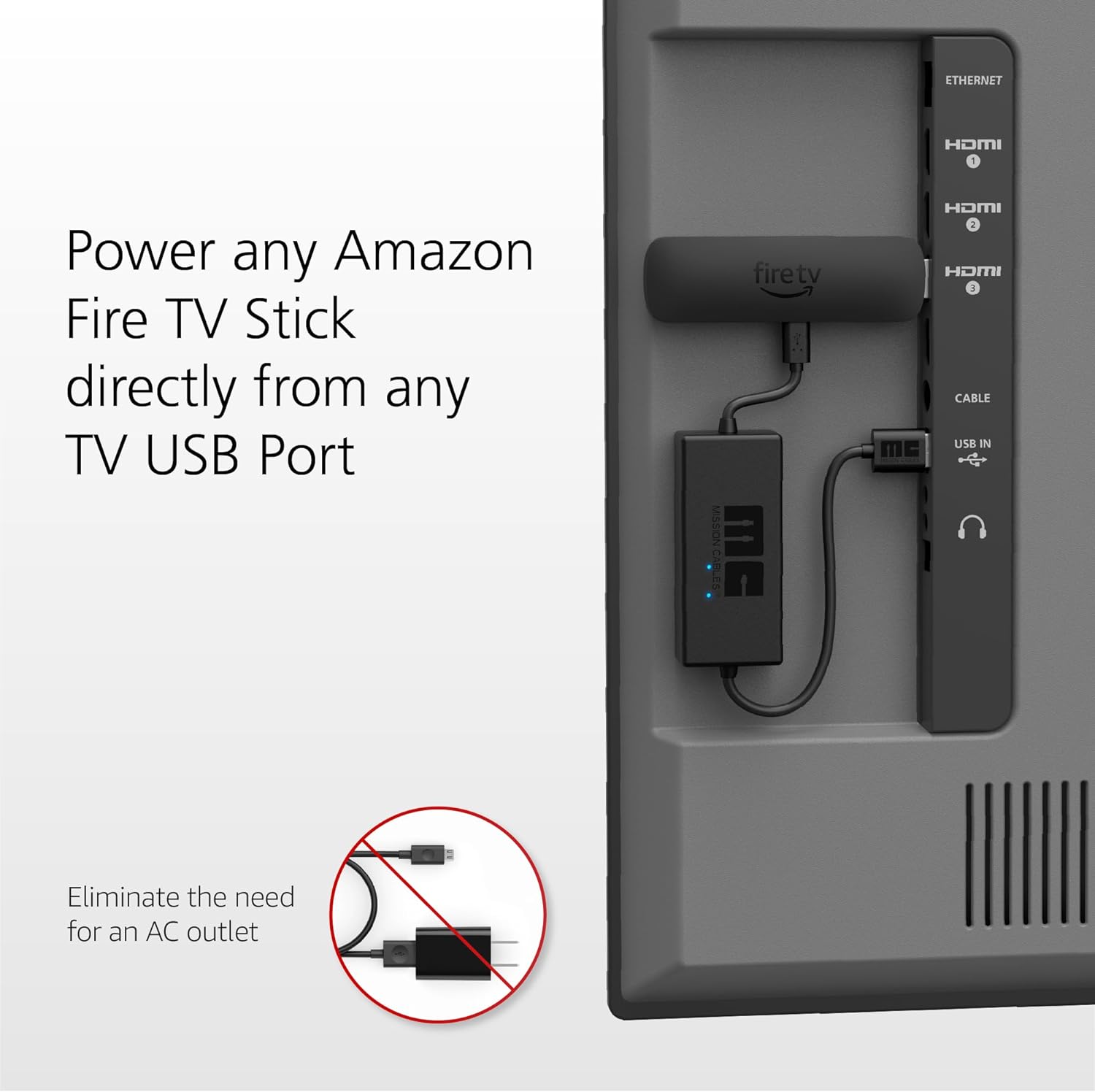 Made For Amazon - USB Power Cable (No AC Adapter Needed)