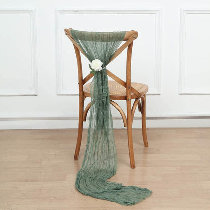 Tableclothsfactory - 5 Pack Dusty Sage Gauze Cheesecloth Boho Chair Sashes 16" x 88"