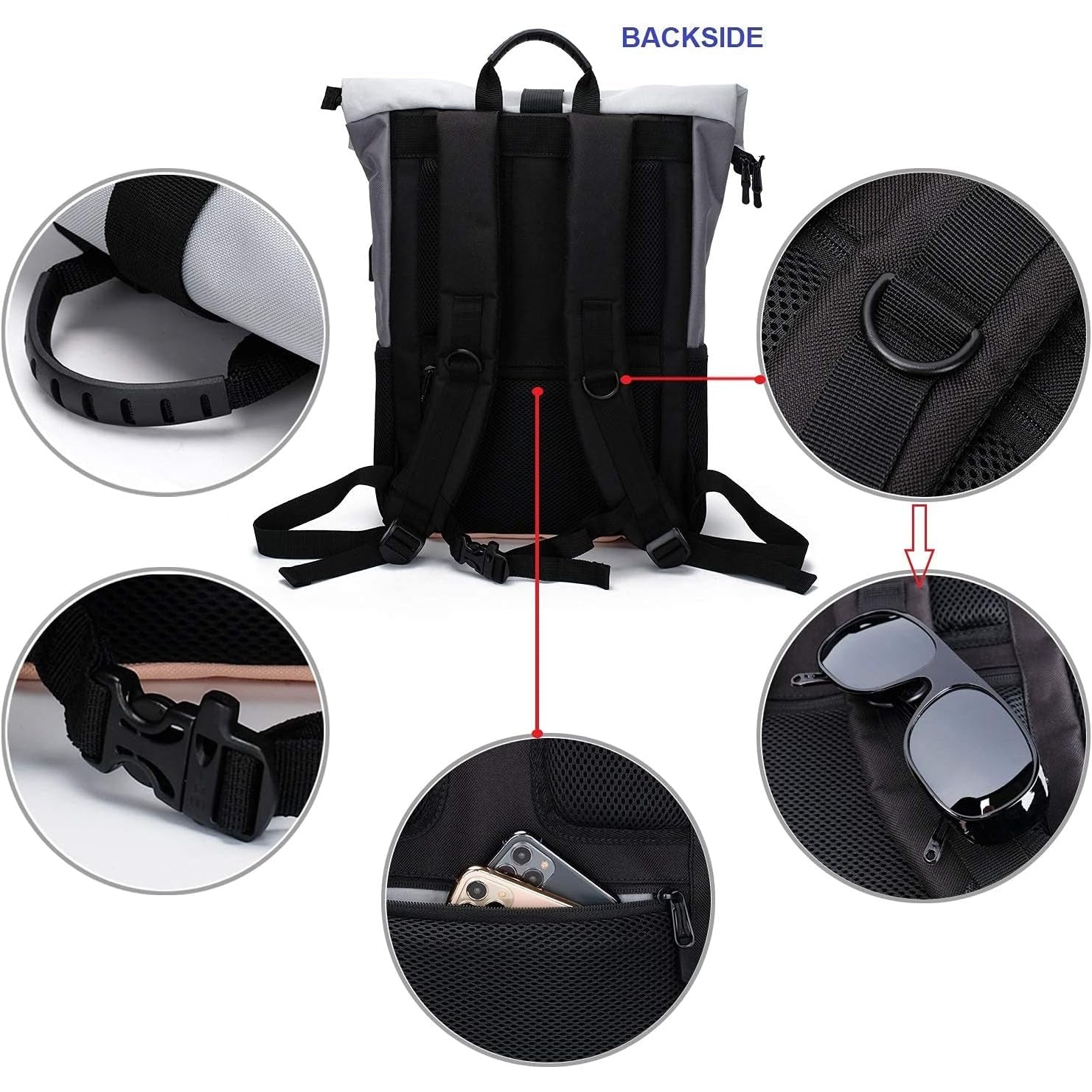 Mofut - Unisex Waterproof Rolltop Backpack With 15.6'' Laptop Compartment