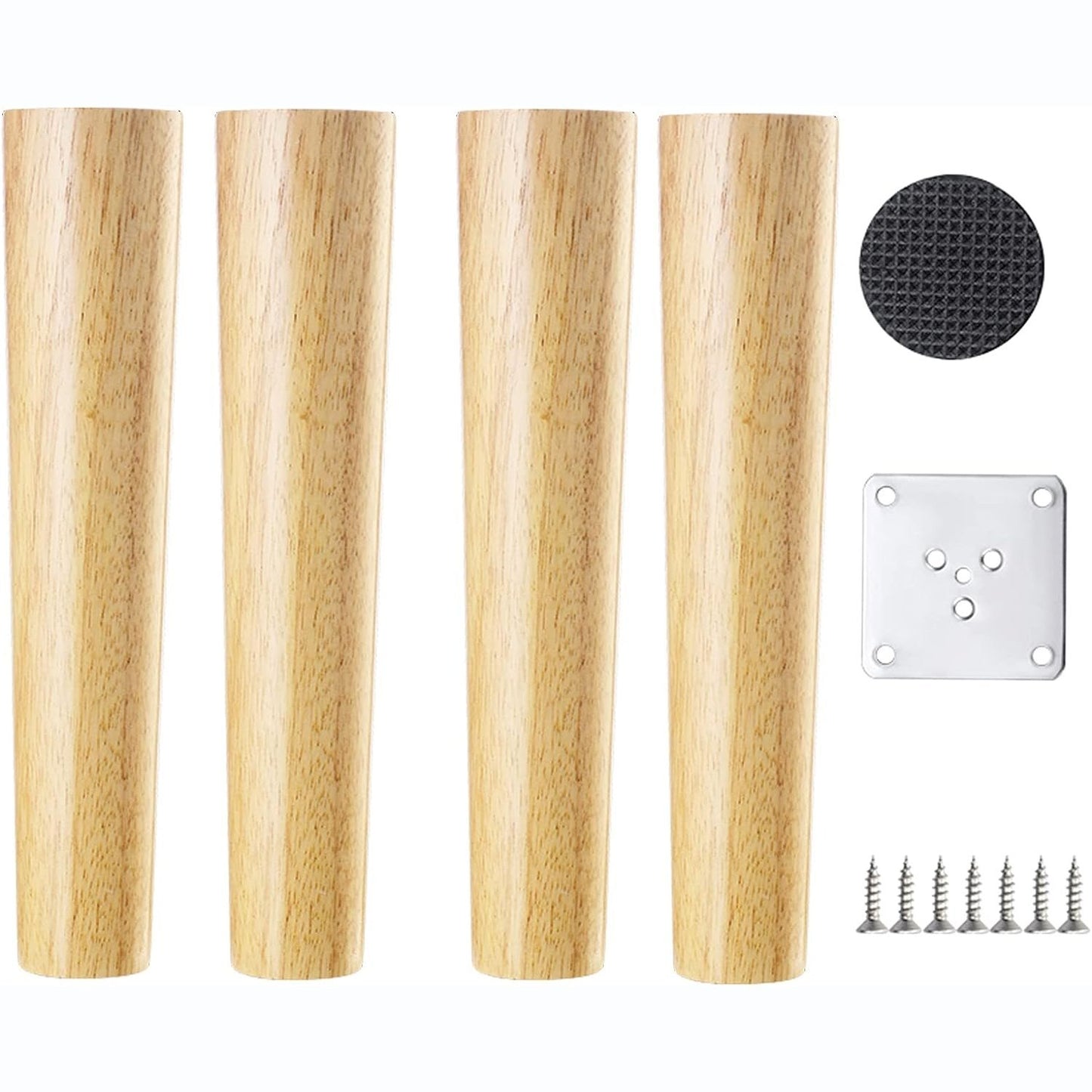 Rhalfndgfm - 4 Pieces Solid Wood Furniture Legs With Mounting Plate And Screws