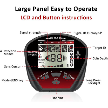 Dr.Ã–tek - Professional Waterproof Metal Detector With LCD & IP68 Coil