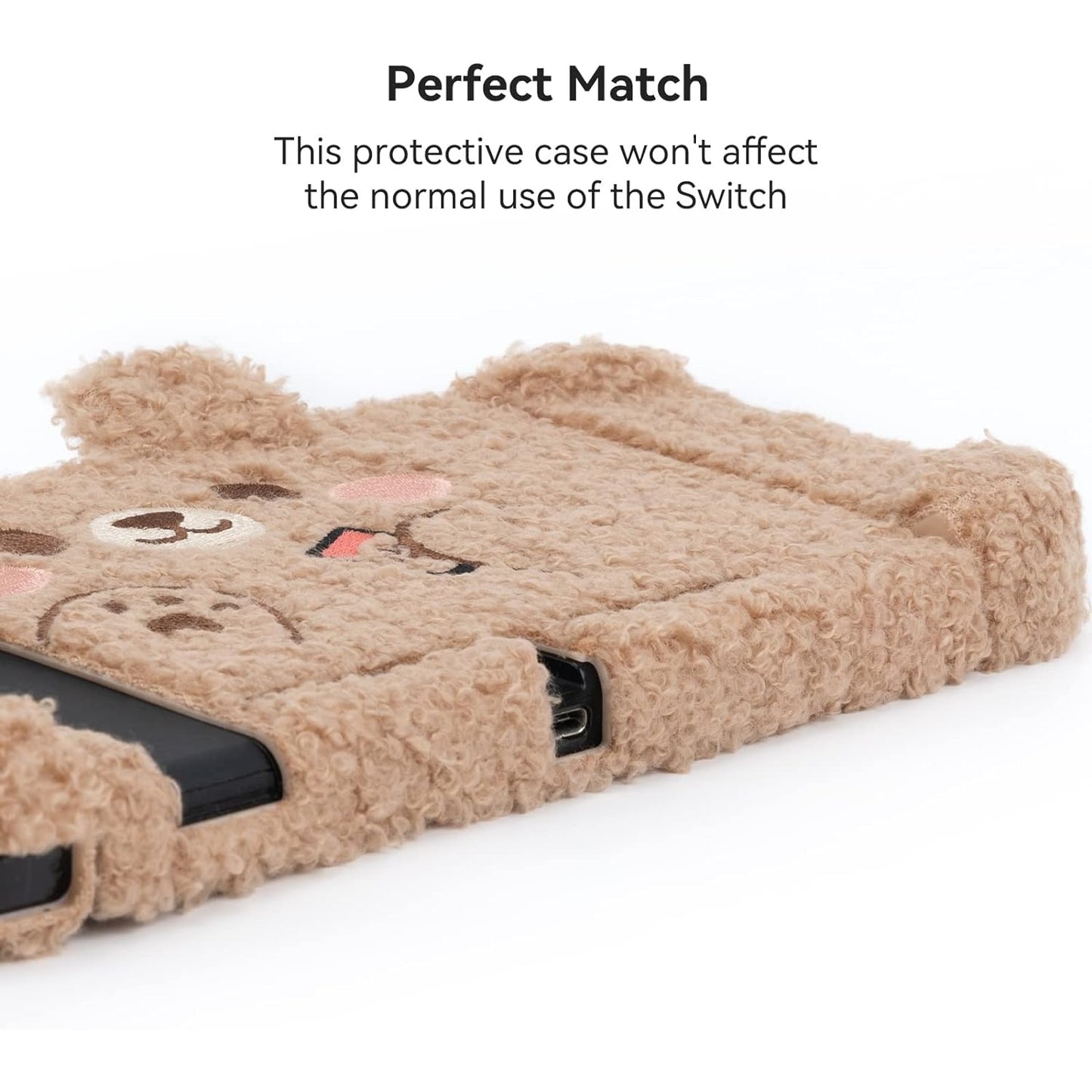 Geekshare - Cute Plush Protective Case For Nintendo Switch - Plush Bear