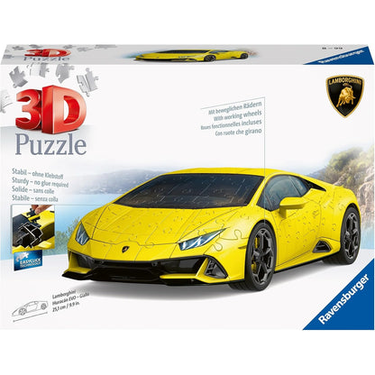 Ravensburger - 3D Lamborghini HuracÃ¡n Evo Yellow Puzzle, 108 Pieces