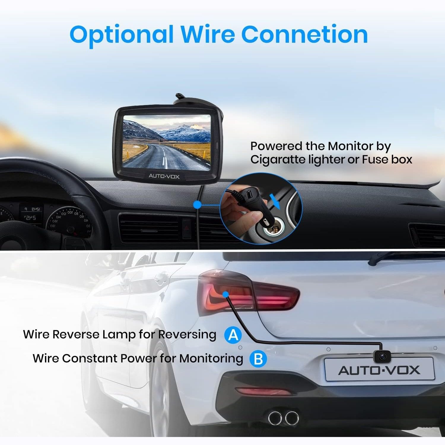 Auto-Vox - Cs-2 Wireless Backup Camera With 4.3" Monitor