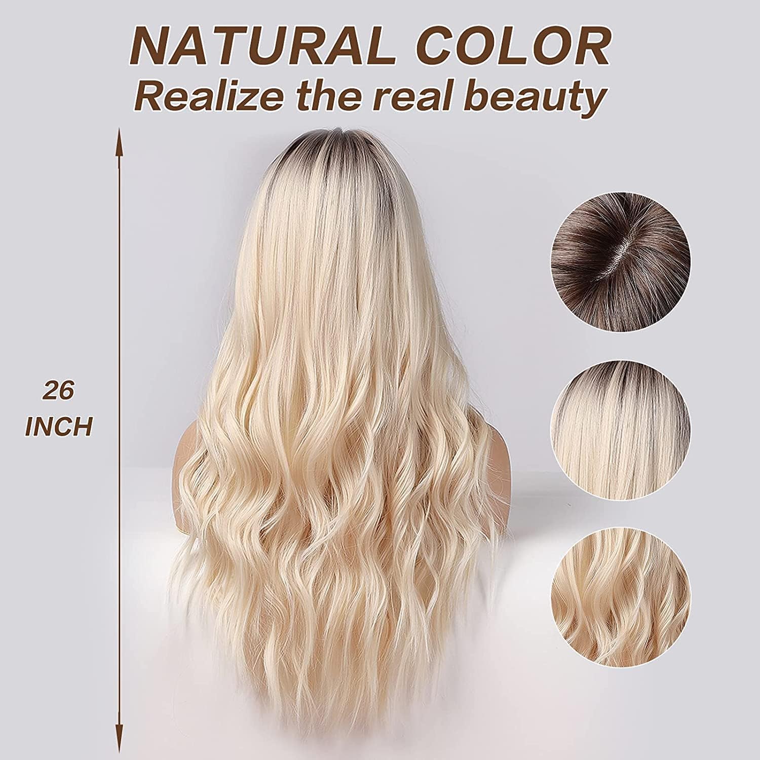 Esmee - 26" Blonde Ombre Synthetic Wig With Dark Roots