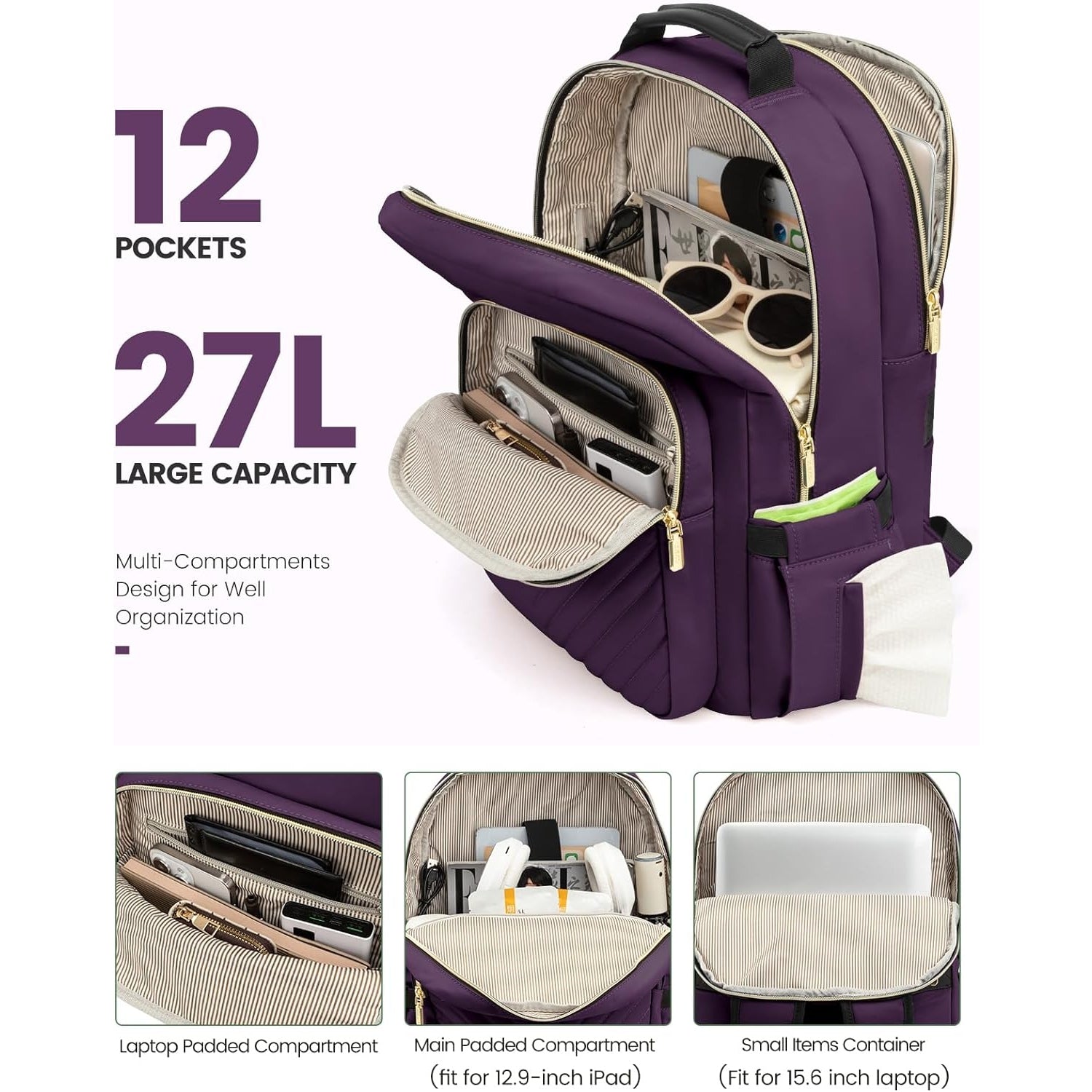 Quilted - Stylish Laptop Backpack For Women