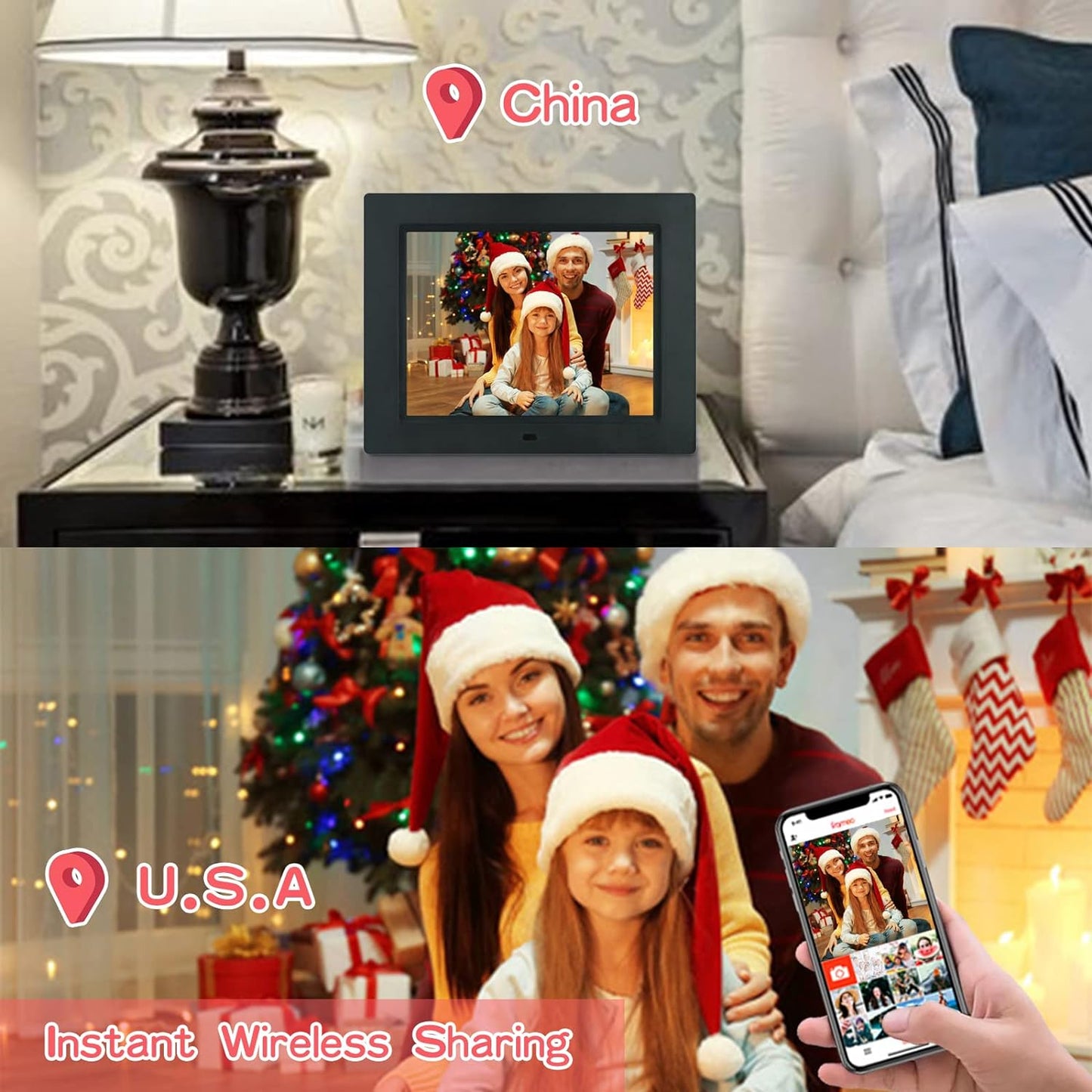 Tsitsc - 8.7 Inch Wifi Digital Picture Frame With 16GB Memory, Touch Screen, Frameo App