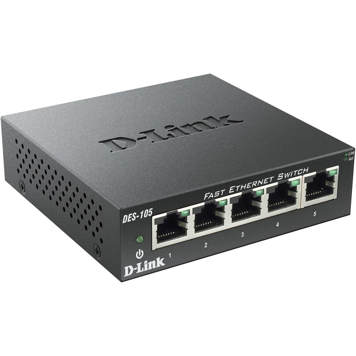 D-Link - Des-105 Network Switch With 5 Lan Ports, Fast Ethernet, Metal Housing