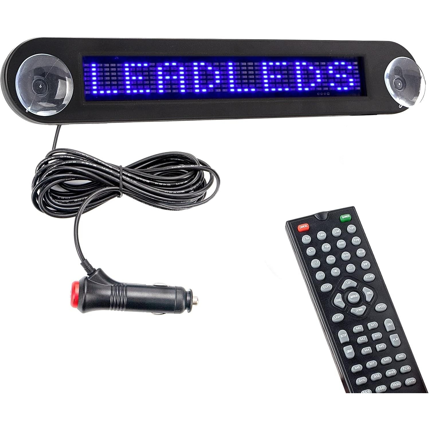 Leadleds - Remote Programmable LED Car Sign, Scrolling Message Board (Blue)