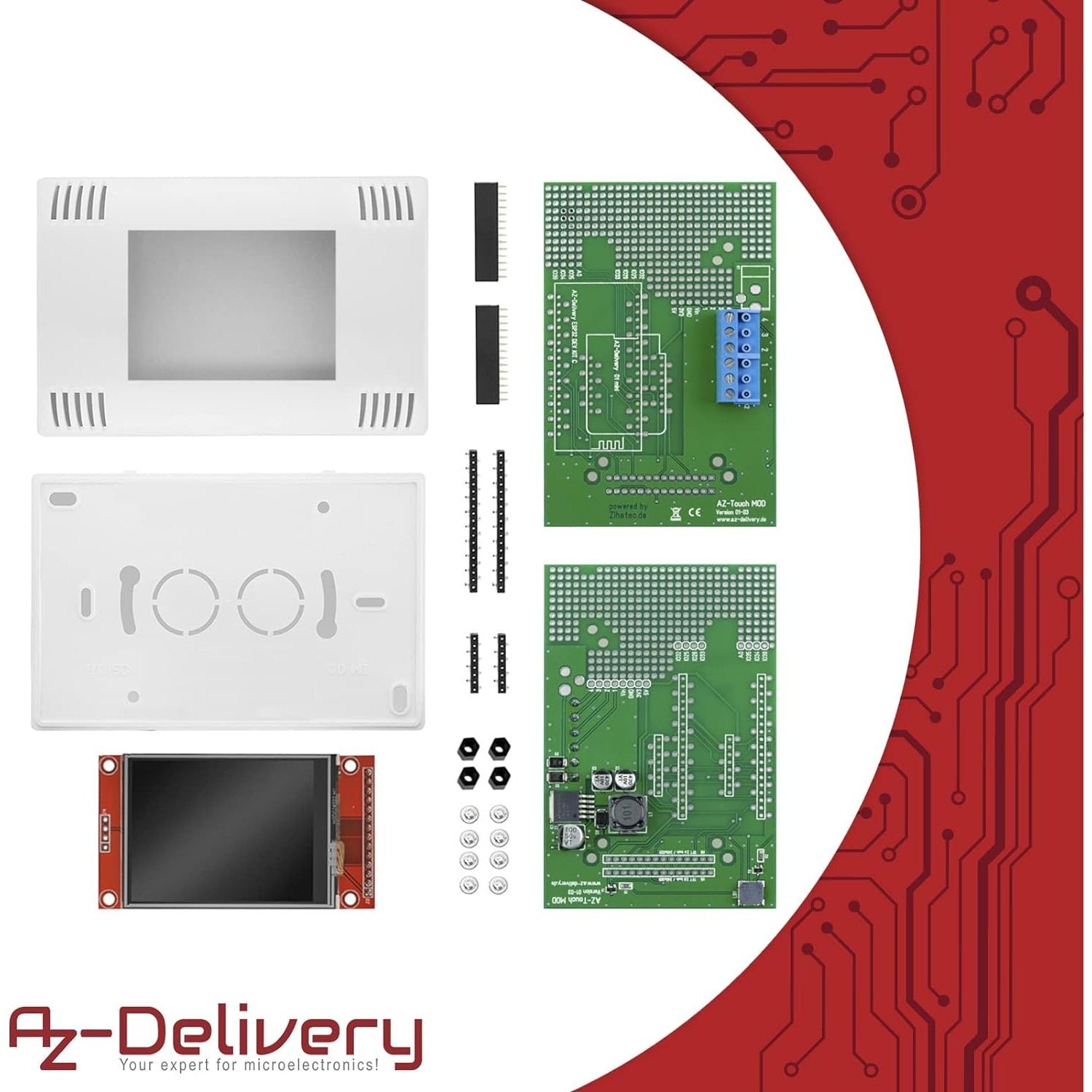 Azdelivery - Az-Touch Mod Diy Smart Home Kit: 2.8 Inch Tft Lcd Touchscreen Module, Wall-Mount Casing, Esp8266/Esp32 Compatible