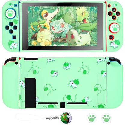 Dlseego - Green Frog Protective Case for Switch with Thumb Grips & Elf Balls