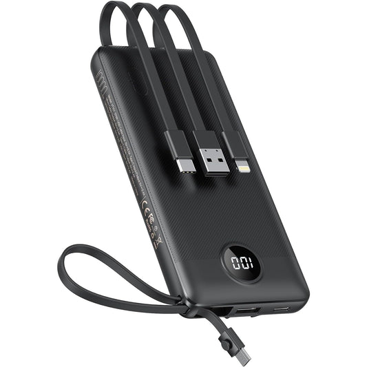 Veektomx - Portable Charger With Built-In Cables, 10000mAh Power Bank For iPhone