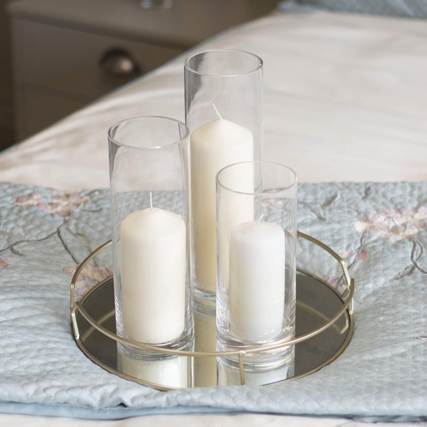 Xbite - Glass Candle Cylinders Set Of 3 | Assorted Holders For Pillar Candles