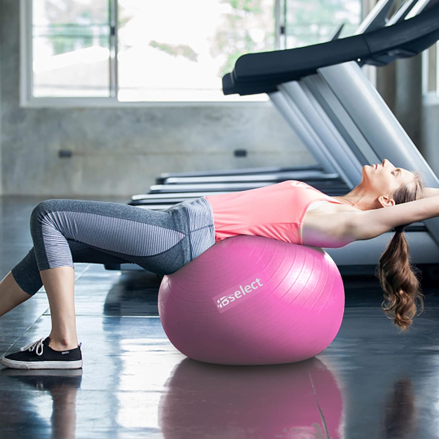 Hbselect - Exercise Ball Chair with Anti-Slip Base & Resistance Bands