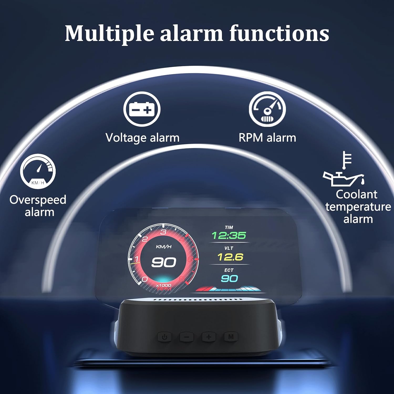 Liiiyuan - Heads Up Display For Cars C2, Obd2 Display With Rpm, Fuel Consumption, Water Temperature, Over-Speed Alarm, Gps Speedometer