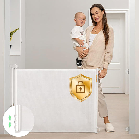 Momcozy - Retractable Mesh Baby Gate, 33" Tall, Extends Up To 55" Wide