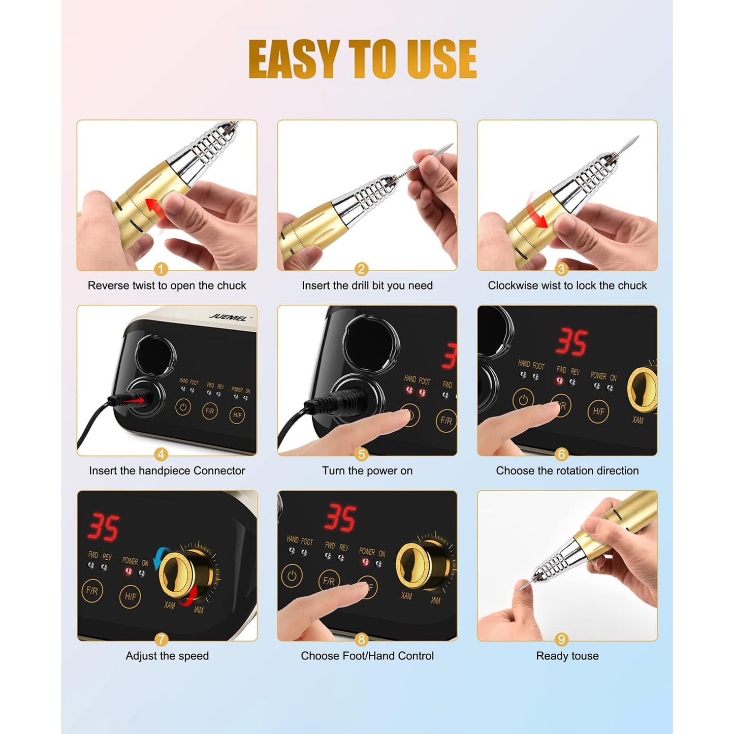 Shenzhenshijiujiujingmikejiyouxiangongs - Professional Nail Drill Machine 35000 Rpm With Foot Pedal