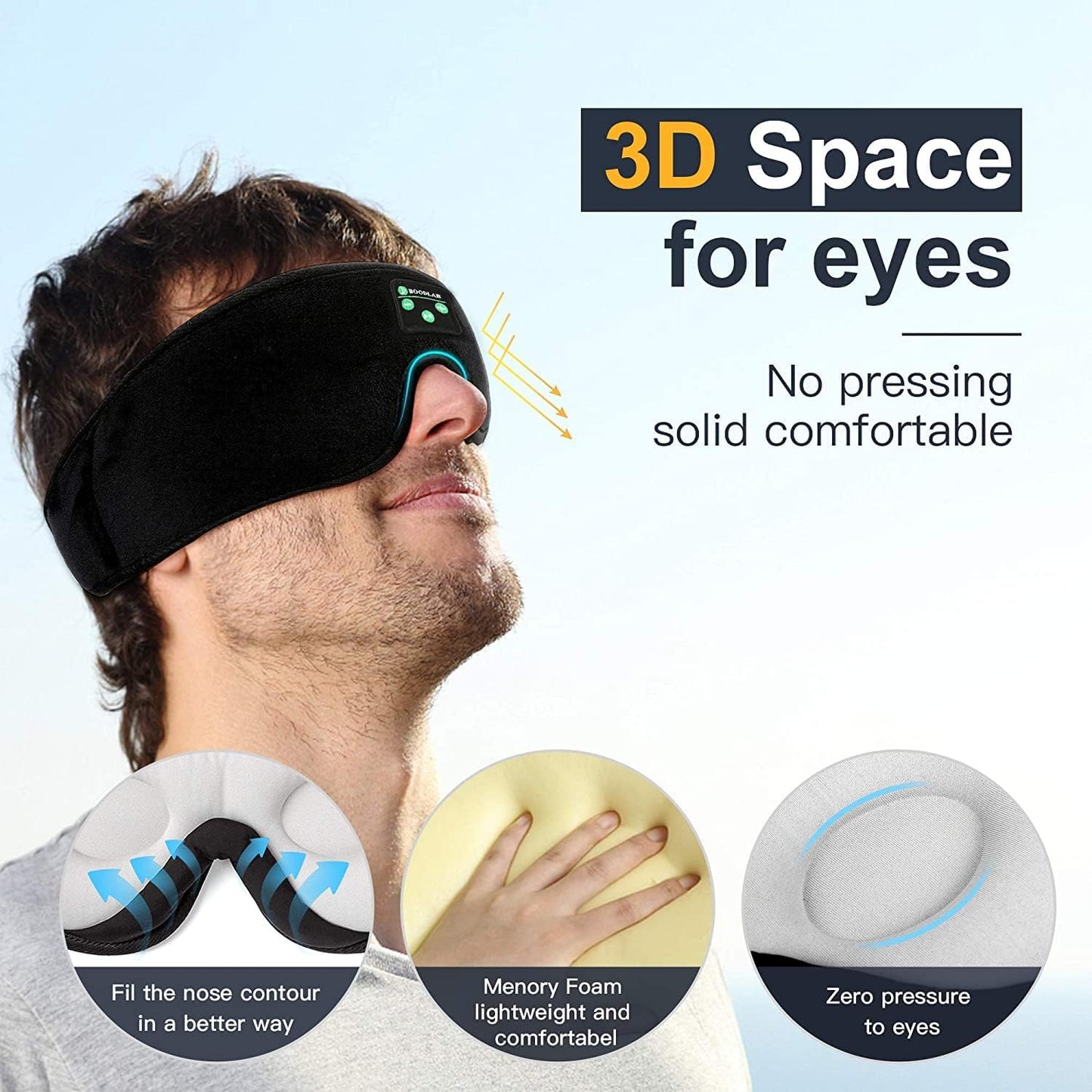 Boodlab - 3D Bluetooth Sleep Mask With Ultra Thin Speakers