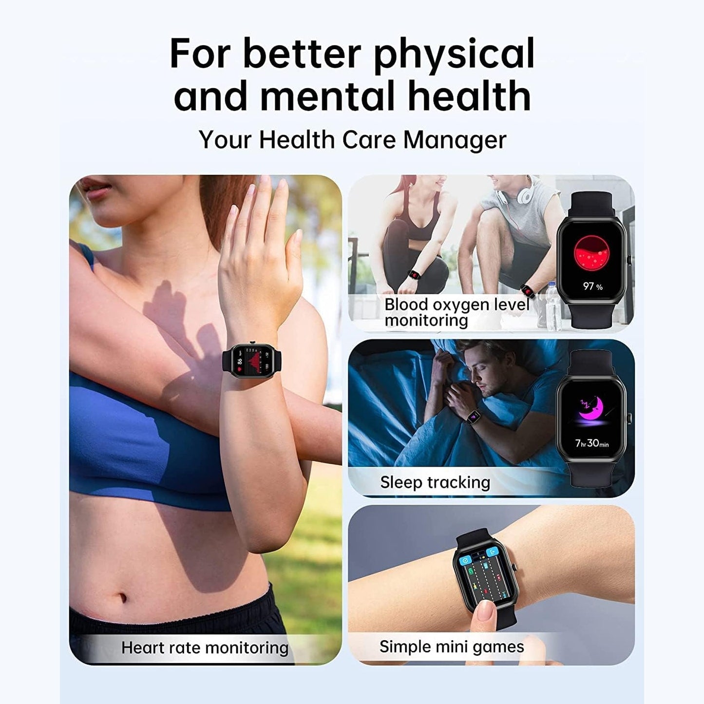 Tuyoma - Smart Watch 1.91" With Heart Rate, Blood Oxygen, Sleep Tracker, Phone Call